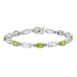 5X7 mm Oval Peridot & 5X10 mm Marquise Amethyst Ladies Fashion Handmade Bracelet Sterling Silver