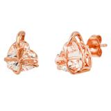 2.8 mm Heart White Quartz Ladies Knotted Love Solitaire Stud Earrings Rose Plated Sterling Silver