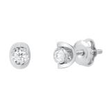0.10 Carat (ctw) Round Diamond Ladies Illusion Solitaire Tiny Stud Earrings 1/10 CT 10K White Gold