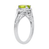 8x6 MM Oval Peridot & Round White Diamond Accents Split Shank Engagement Ring, 925 Sterling Silver