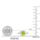 8x6 MM Oval Peridot & Round White Diamond Accents Split Shank Engagement Ring, 925 Sterling Silver