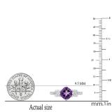 7 MM Cushion Amethyst & Round White Diamond Accents Crisscross Engagement Ring, 925 Sterling Silver