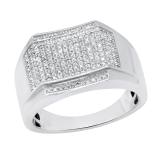 0.40 Carat (ctw) Round White Diamond Wide Pave Wedding Band for Men 925 Sterling Silver