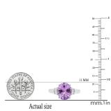 9x11 mm Oval Amethyst with Round & baguette White Diamond Engagement Ring, 925 Sterling Silver