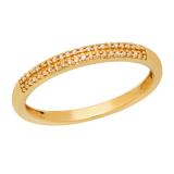 0.10 Carat (ctw) Round White Diamond Ladies Double Row Wedding Band 1/10 CT 10K Yellow Gold