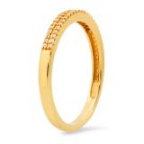 0.10 Carat (ctw) Round White Diamond Ladies Double Row Wedding Band 1/10 CT 10K Yellow Gold