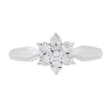 Round White Diamond Accent Seven Stone Flower Engagement Ring 10K White Gold
