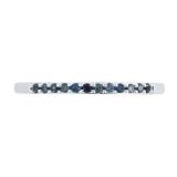 Round Blue Sapphire Single Line Half Wedding Band | 14K White Gold
