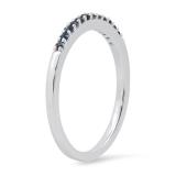 Round Blue Sapphire Single Line Half Wedding Band | 14K White Gold
