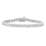 0.25 Carat (ctw) Round White Diamond Ladies Cluster Floral Style Bracelet 1/4 CT Sterling Silver