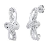 Ladies Infinity Swirl Knot Hoop Earrings with Round Diamond Accents 925 Sterling Silver