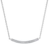 0.10 Carat (ctw) Round Diamond Ladies Curved Bar Pendant with Silver Chain 1/10 CT Sterling Silver