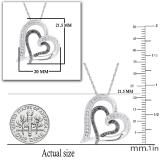 0.15 Carat (ctw) Round Black & White Diamond Ladies Double Heart Pendant 925 Sterling Silver