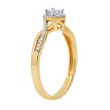 0.13 Carat (ctw) Round Diamond Ladies Cluster Split Shank Bypass Engagement Ring 10K Yellow Gold