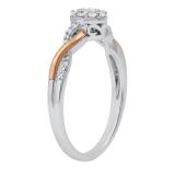 0.20 Carat (ctw) Round Diamond Ladies Swirl Ring White & Rose Gold Plated Two Tone Sterling Silver