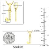 Uppercase Letter 'J' Initial Alphabet Pendant With Round Diamond Accents, 18K Yellow Gold