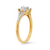 0.10 Carat (ctw) Round White Diamond Ladies Split Shank Style Circle Engagement Ring 1/10 CT 10K Yellow Gold