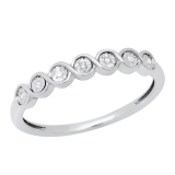 Round White Diamond Accent Seven Stone Twisted Swirl Engagement Ring | 10K White Gold
