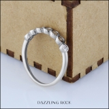 Round White Diamond Accent Seven Stone Twisted Swirl Engagement Ring | 10K White Gold