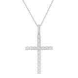 0.62 Carat (ctw) Round White Diamond Ladies Cross Religious Pendant (Silver Chain Included), 925 Sterling Silver