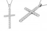 0.62 Carat (ctw) Round White Diamond Ladies Cross Religious Pendant (Silver Chain Included), 925 Sterling Silver