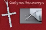 0.62 Carat (ctw) Round White Diamond Ladies Cross Religious Pendant (Silver Chain Included), 925 Sterling Silver