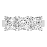 Princess White Diamond Alinged Three Stone Classic Cathedral Shank Engagement Ring for Women (2.25 ctw. Color I-J Clarity I2-I3) in Platinum
