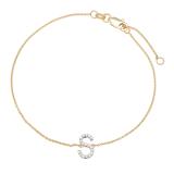 0.10 Carat (ctw) Round Diamond Ladies 'S' Alphabet Letter Initial Chain Bracelet 1/10 CT 14K Yellow Gold