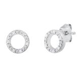 0.05 Carat (ctw) Round White Diamond Ladies Open Circle Tiny Stud Earrings 925 Sterling Silver
