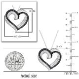 0.50 Carat (ctw) Round Black & Baguette White Diamond Ladies Heart Pendant 1/2 CT Sterling Silver