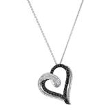 0.50 Carat (ctw) Round Black & White Diamond Ladies Love Heart Pendant 1/2 CT | 925 Sterling Silver