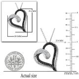 0.50 Carat (ctw) Round Black & White Diamond Ladies Love Heart Pendant 1/2 CT | 925 Sterling Silver