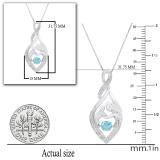 4.5 MM Round Blue Topaz Mother Child Heart Infinity Pendant with Diamond Accents Sterling Silver