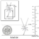 Ladies Gorgeous and Delicate Palm Tree Pendant with Round White Accents, 925 Sterling Silver