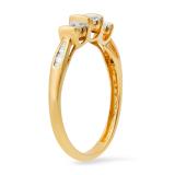0.07 Carat (ctw) Round & Baguette Diamond Ladies 3 Stone Illusion Engagement Ring 10K Yellow Gold
