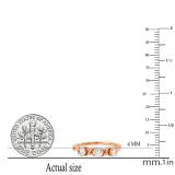 4 mm Round Aquamarine Ladies Swirl Three Stone Engagement Ring with Diamond Accents 10K Rose Gold