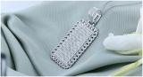 3.10 Carat (ctw) Round White Diamond Filled Bale Rectangular Chain Frame Unisex Pendant with 18 Inch Gold Chain in 10K White Gold