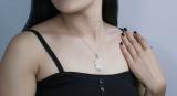 Round White Diamond Filled Bale Hamsa Hand Of Fatima Unisex Pendant with 18 Inch Silver Chain (0.95 ctw, Color I-J, Clarity I1-I2) in 18K Yellow Gold