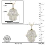 Round White Diamond Filled Bale Hamsa Hand Of Fatima Unisex Pendant with 18 Inch Gold Chain (0.95 ctw, Color I-J, Clarity I1-I2) in 18K Yellow Gold