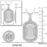 0.7 Carat (ctw) Round White Diamond Filled Bale Rounded Rectangular Chain Frame Unisex Pendant with 18 Inch Silver Chain in 925 Sterling Silver