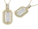 0.7 Carat (ctw) Round White Diamond Filled Bale Rounded Rectangular Chain Frame Unisex Pendant with 18 Inch Gold Chain in 18K Yellow Gold