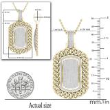 0.7 Carat (ctw) Round White Diamond Filled Bale Rounded Rectangular Chain Frame Unisex Pendant with 18 Inch Gold Chain in 18K Yellow Gold