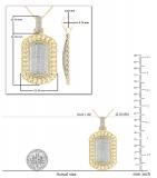 0.7 Carat (ctw) Round White Diamond Filled Bale Rounded Rectangular Chain Frame Unisex Pendant with 18 Inch Gold Chain in 18K Yellow Gold