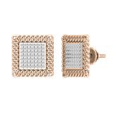 0.25 Carat (ctw) Round White Diamond Chain Framed Stud Earrings 1/4 CT | 10K Rose Gold