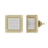 0.25 Carat (ctw) Round White Diamond Chain Framed Stud Earrings 1/4 CT | 10K Yellow Gold