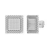 0.25 Carat (ctw) Round White Diamond Chain Framed Stud Earrings 1/4 CT | 14K White Gold