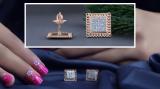 0.25 Carat (ctw) Round White Diamond Chain Framed Stud Earrings 1/4 CT | 18K Rose Gold