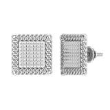 0.25 Carat (ctw) Round White Diamond Chain Framed Stud Earrings 1/4 CT | 18K White Gold