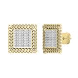 0.25 Carat (ctw) Round White Diamond Chain Framed Stud Earrings 1/4 CT | 18K Yellow Gold