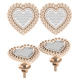 0.15 Carat (ctw) Round White Diamond Chain Framed Heart Stud Earrings in 14K Rose Gold